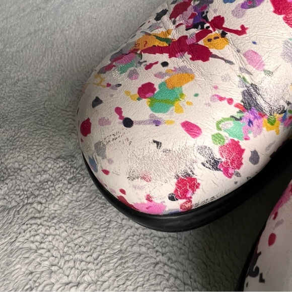 Alegria Keli Pollack Slip-On Paint Splatter Leather Professional Clogs White 37 - Picture 14 of 16